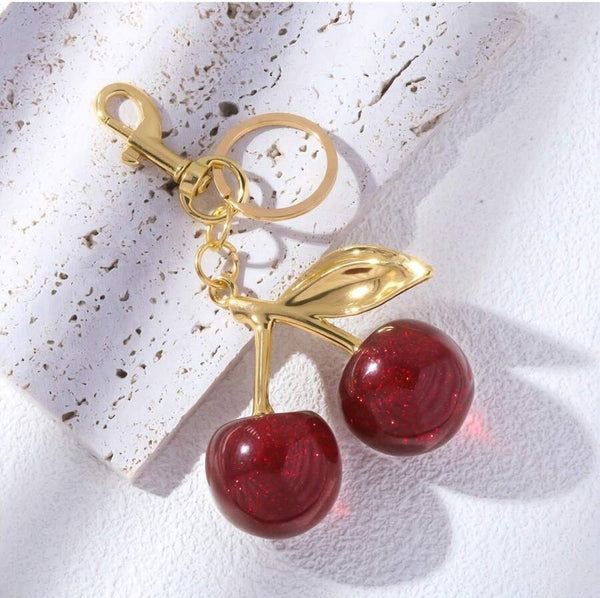 Chic Cherry Charm Handbag Keychain
